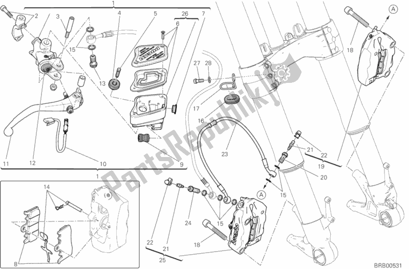 Todas as partes de Sistema De Freio Dianteiro do Ducati Diavel Xdiavel USA 1260 2016